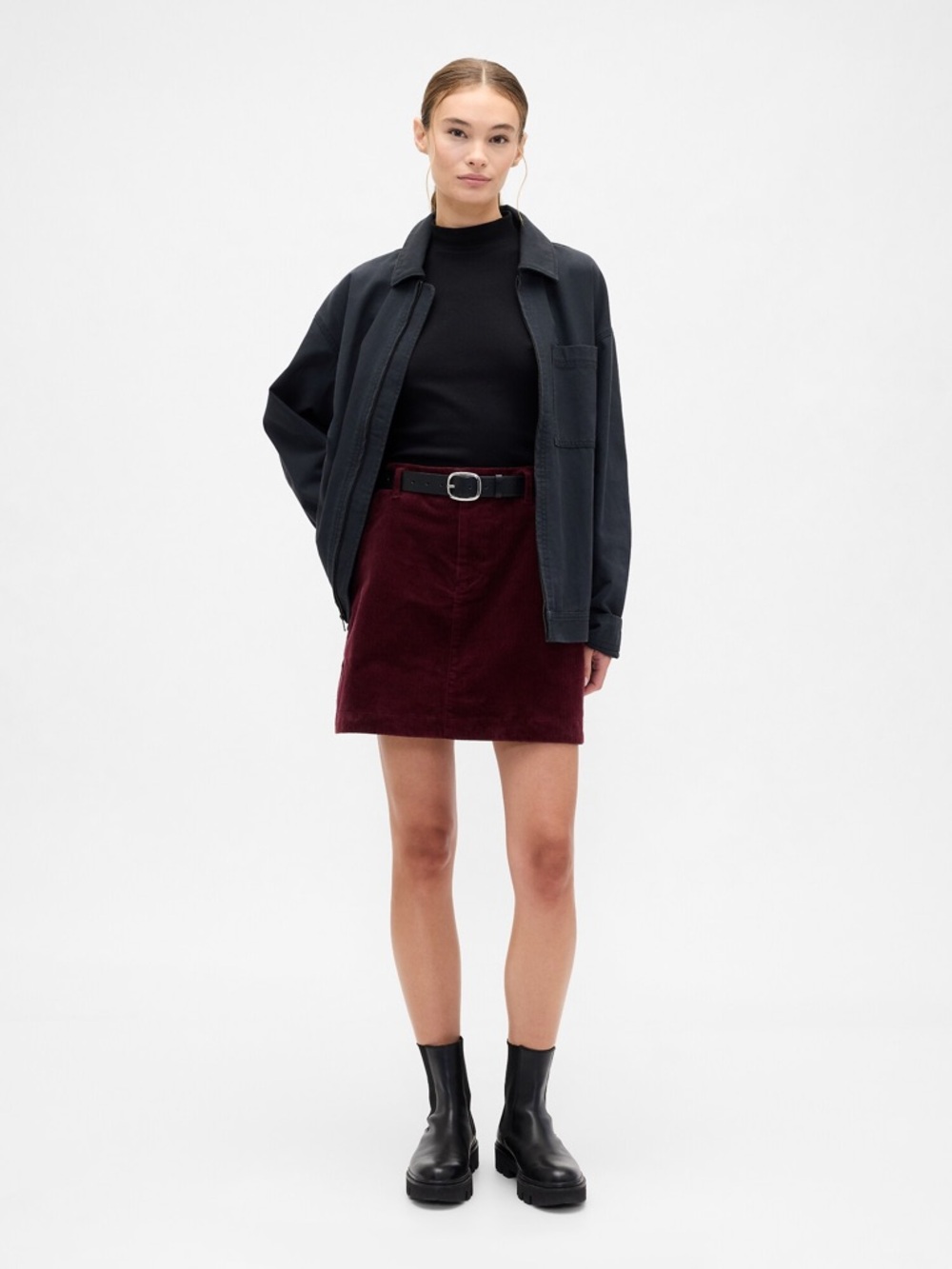 NWT GAP Corduroy A-Line Mini Skirt in Burgundy Size 12/31 - Picture 7 of 7